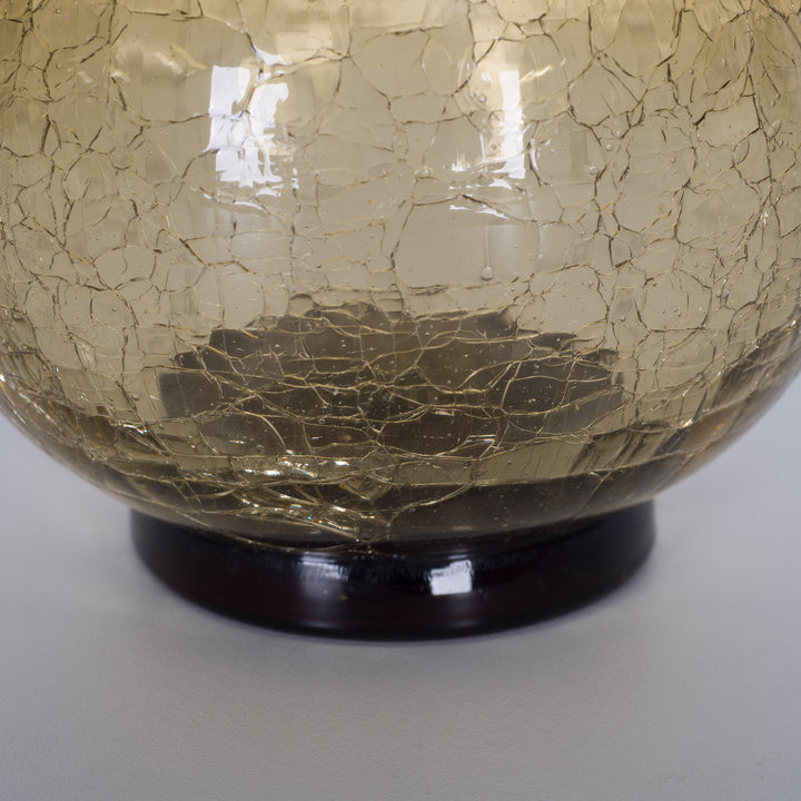 Ocher-colored mouth-blown vase in crackle