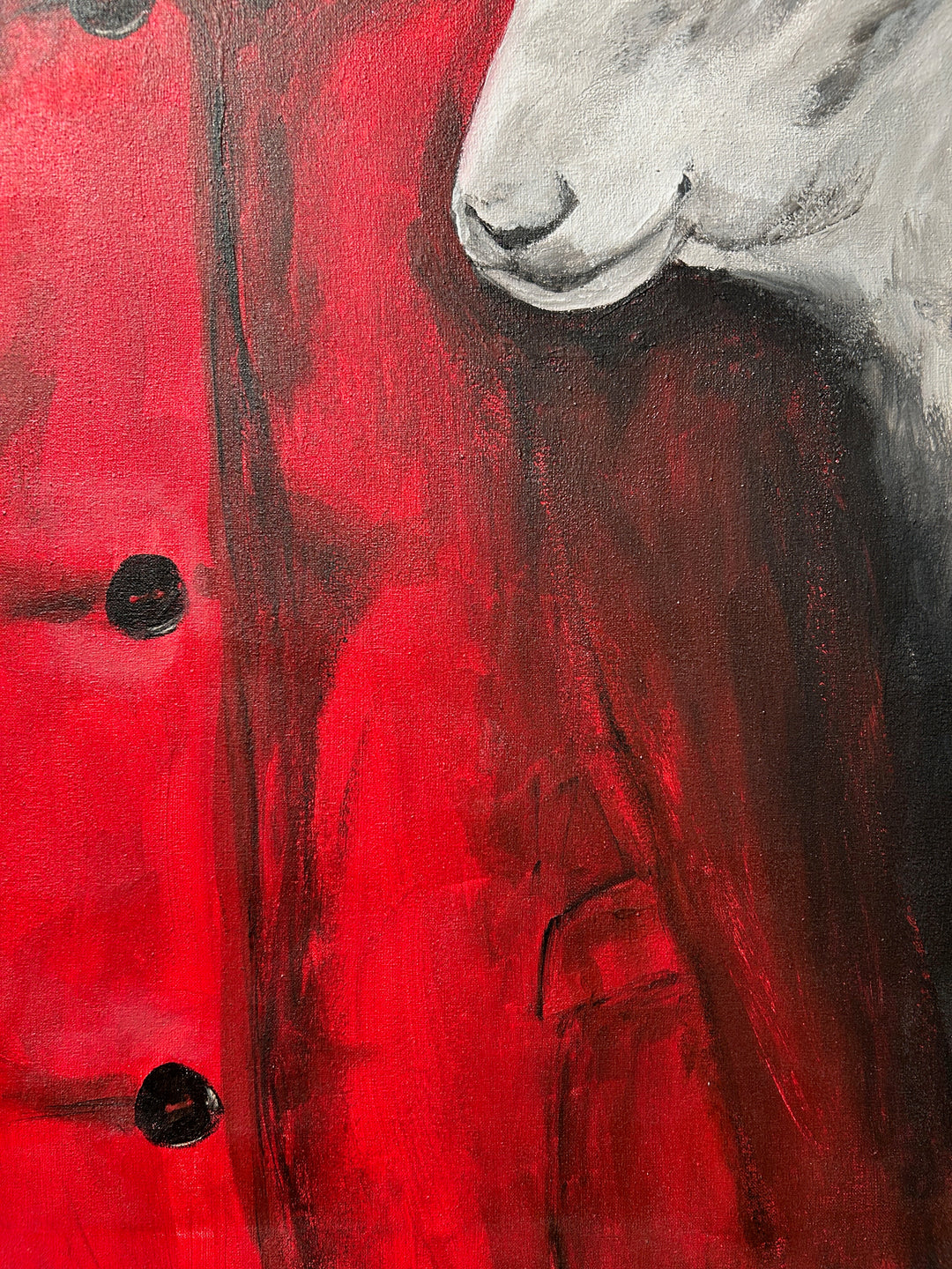 Atelier S – La Fille au Manteau Rouge | Meisje tussen de Schapen – Schilderij 60 x 80 x 4 cm