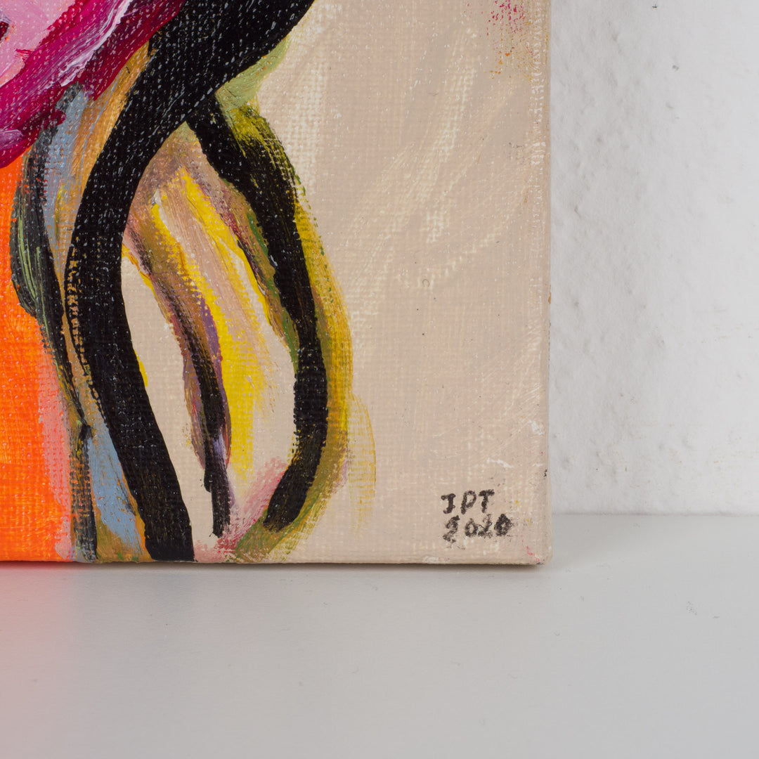 Expressieve Vrouw – Hedendaags Schilderij van JP Terryn (20,5 x 20,5 cm)
