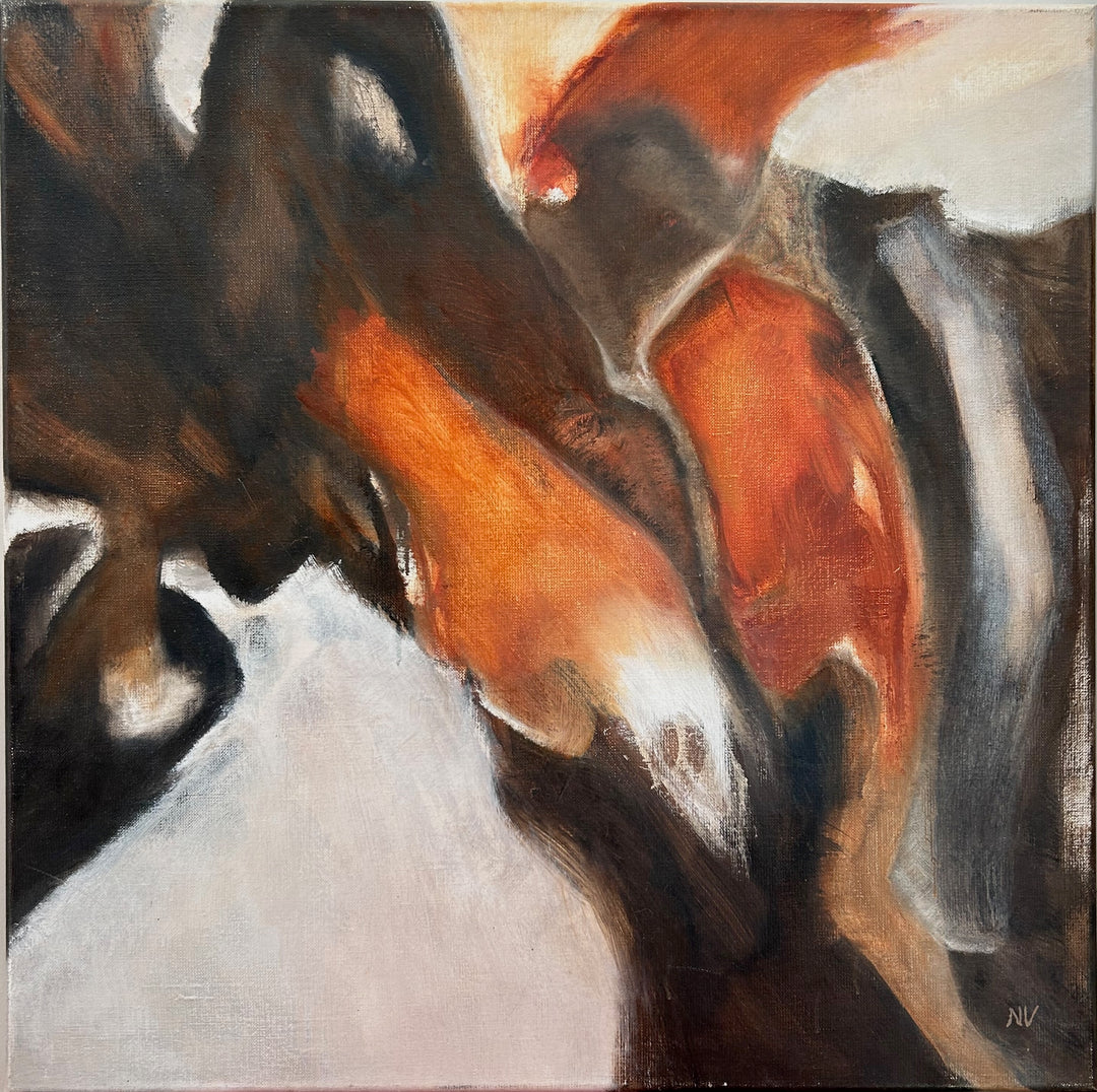 Abstract Schilderij  – Warmte, Beweging en Verstilling in Aardetinten / 60 x 60 x 2 cm