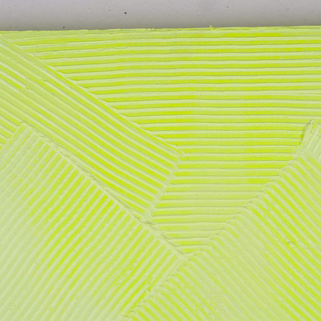Fluorescerend Geel Reliëfschilderij van Sarah Schwazl (2008) – 80 × 81 cm