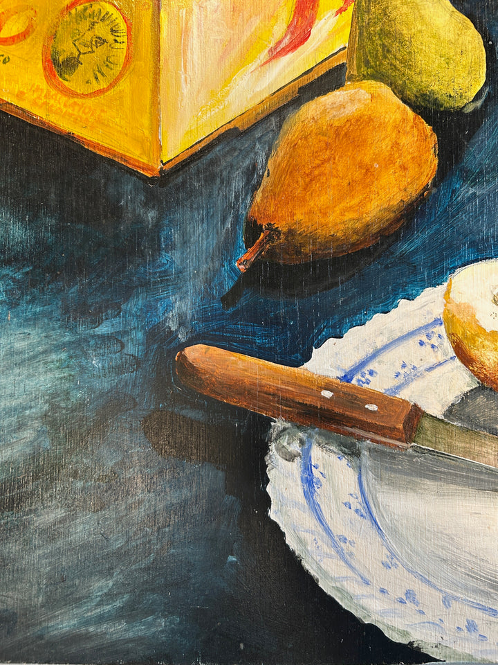 Kristien Berings – Stilleven met peren in kist – 1997 – 50 x 57 x 1 cm