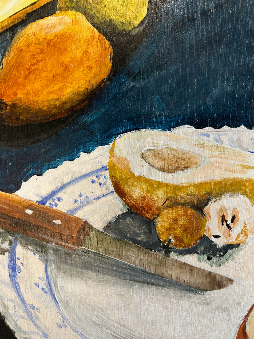 Kristien Berings – Stilleven met peren in kist – 1997 – 50 x 57 x 1 cm