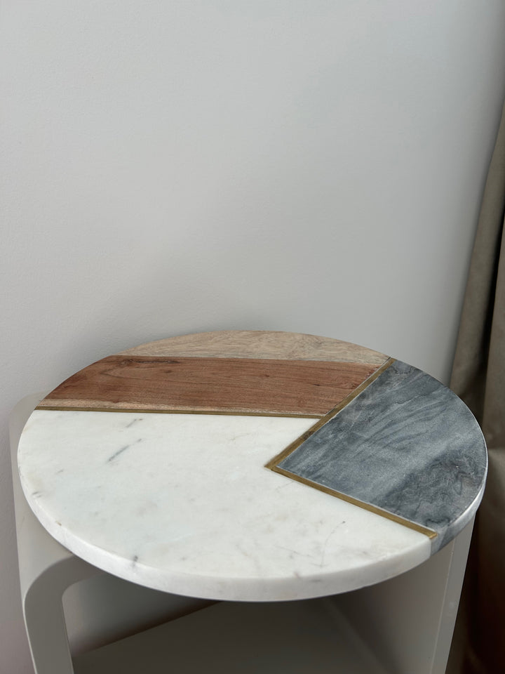 Typhoon serveerschaal in marmer, acaciahout & essing – 30x30x1,5 cm