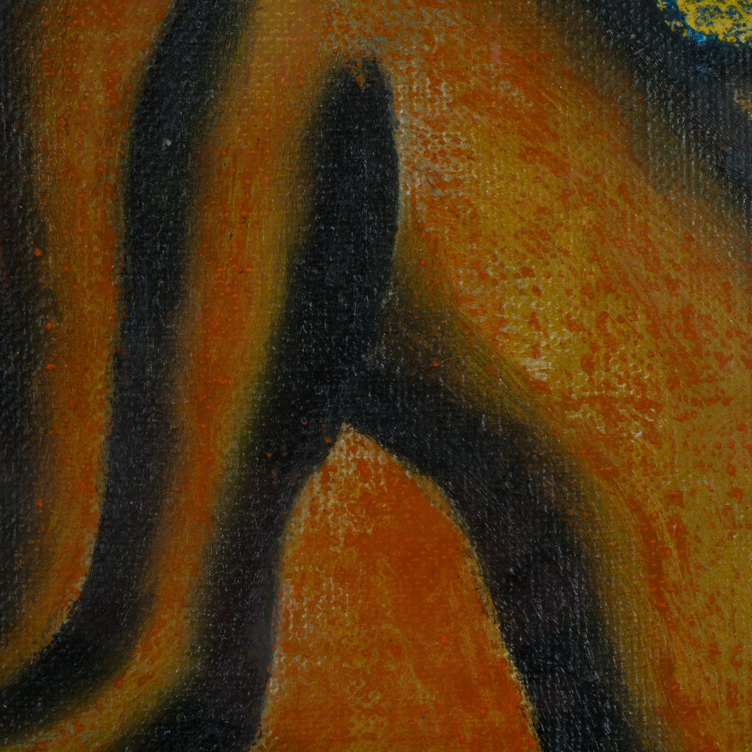 Modern abstract schilderij in oranje en geel door Van Moerbeke Inge – 1996