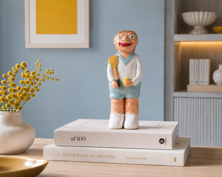The Tennis Player – Playful Ceramic Sculpture with Character