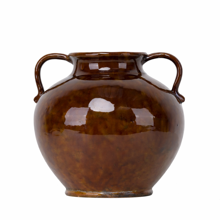 Ceramic vase R. Gery – Brown glazed earthenware – 19x19x19 cm