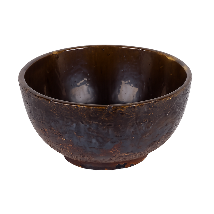 Bruin geglazuurde RAKU schaal – authentieke keramiek met karakter (25x25x12 cm)