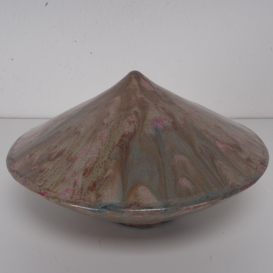 Special conical ceramic vase with flambé glaze