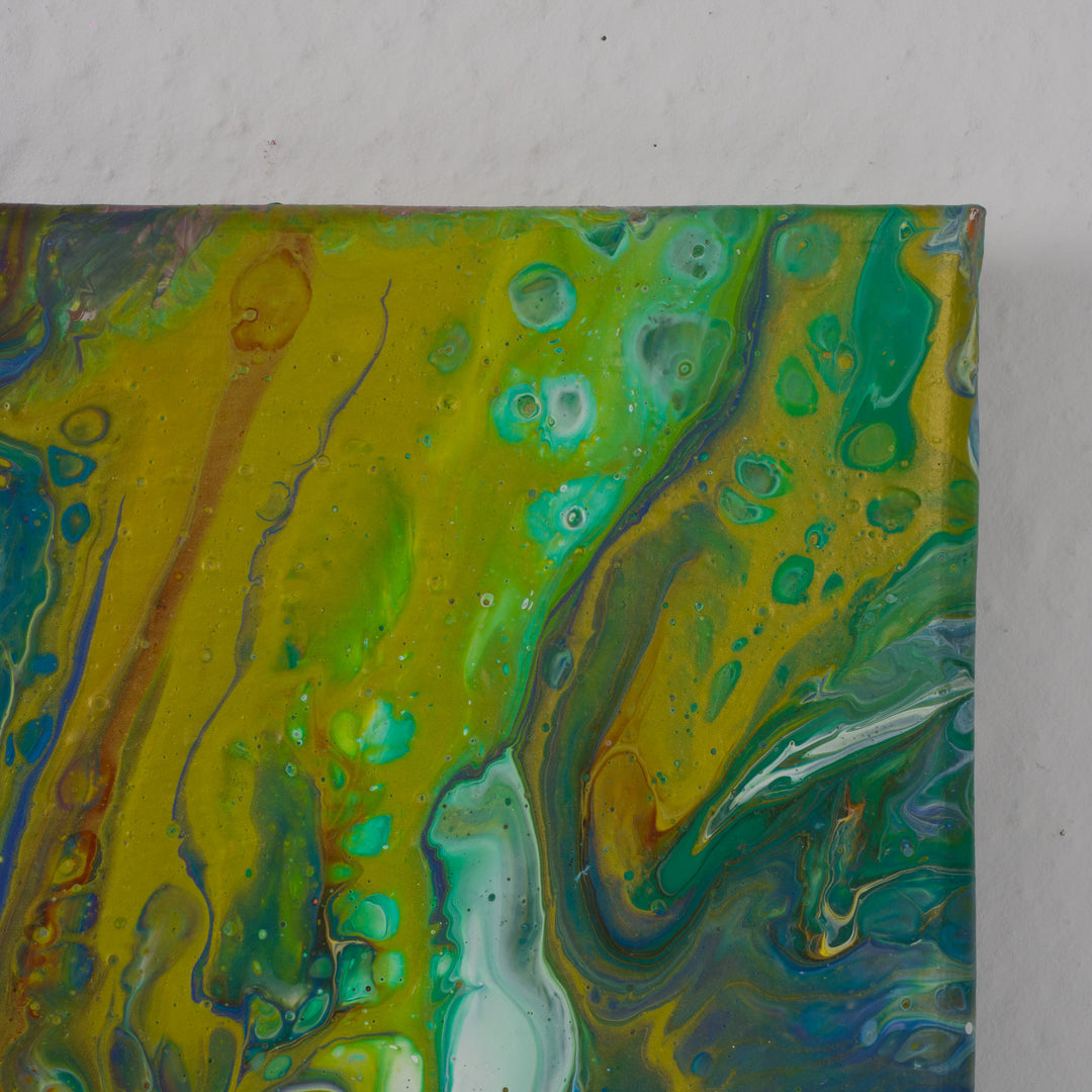 Hedendaags abstract acryl schilderij in groen