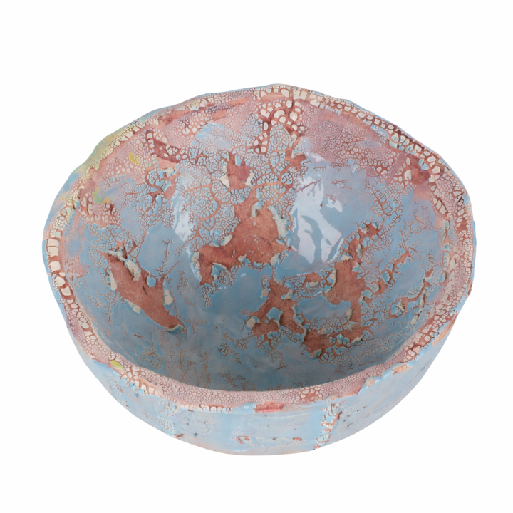 Handgemaakt keramisch potje blauw – uniek decoratief schaaltje in keramiek /13,3 x 13 x 6,5 cm