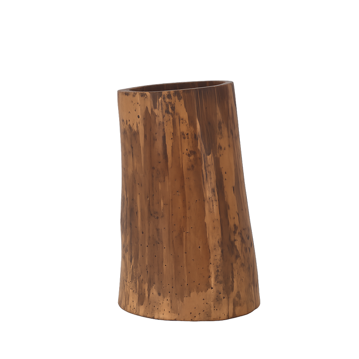 Massief houten vaasobject – Sculpturaal & tijdloos karakterstuk