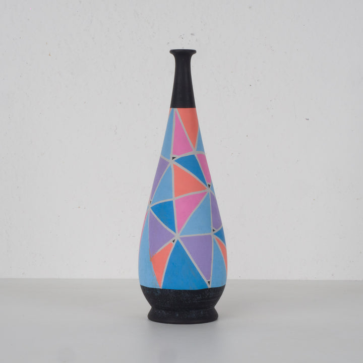 Geometric ceramic decorative object in drop shape – terracotta in colorful shades