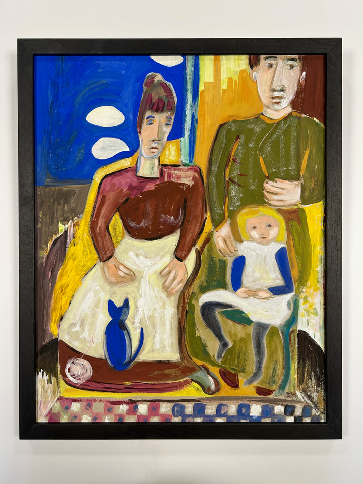 Expressief schilderij 'Familie in Harmonie' door S. Matthijs