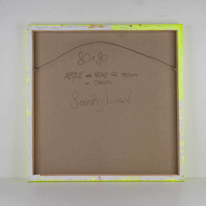Fluorescerend Geel Reliëfschilderij van Sarah Schwazl (2008) – 80 × 81 cm