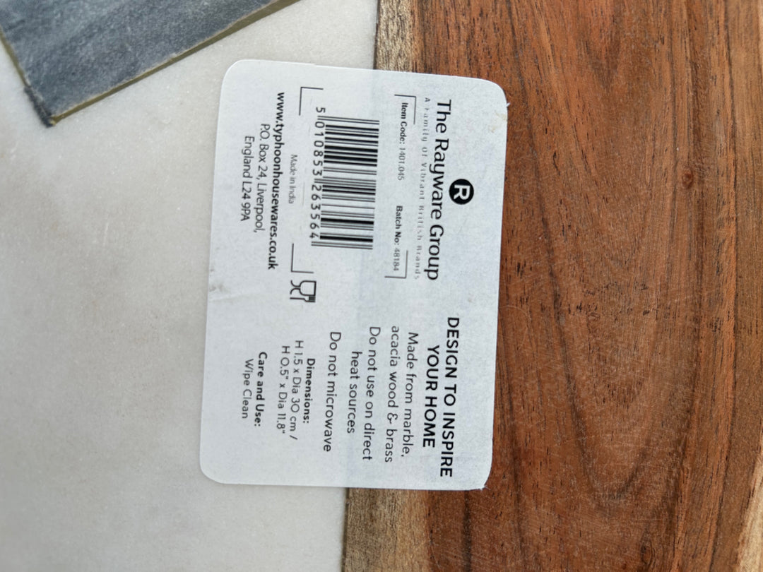 Typhoon serveerschaal in marmer, acaciahout & essing – 30x30x1,5 cm