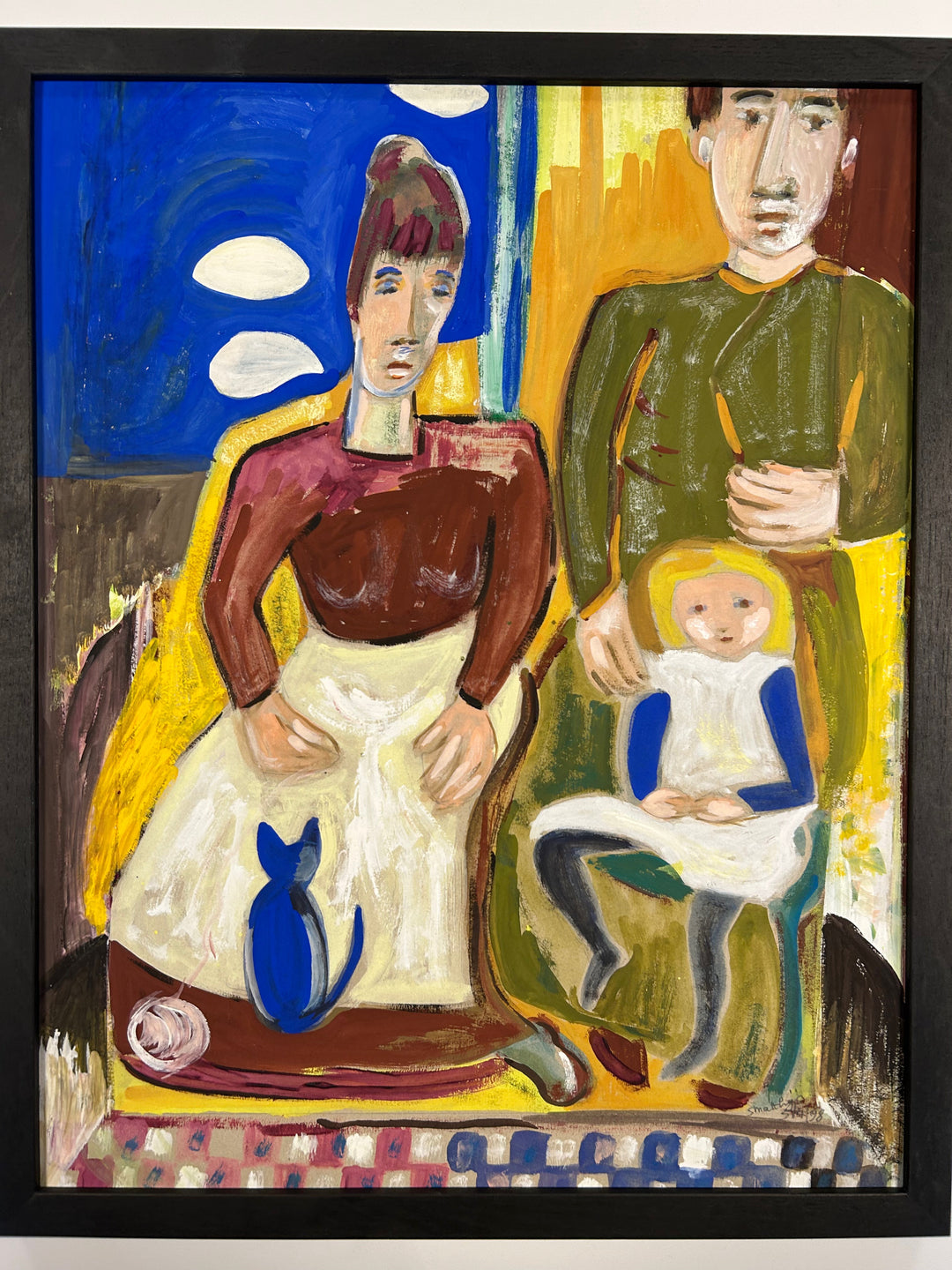 Expressief schilderij 'Familie in Harmonie' door S. Matthijs