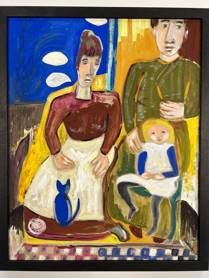Expressief schilderij 'Familie in Harmonie' door S. Matthijs