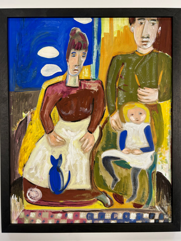 Expressief schilderij 'Familie in Harmonie' door S. Matthijs