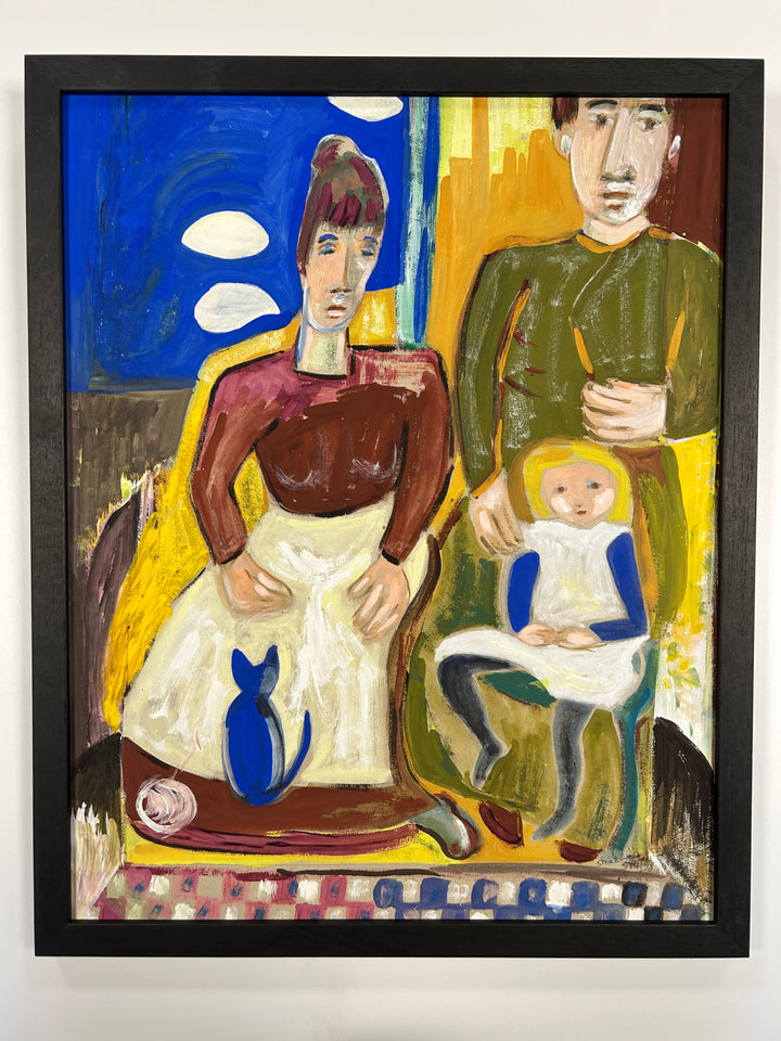Expressief schilderij 'Familie in Harmonie' door S. Matthijs