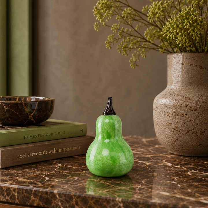 Groene glazen peer door Art Lasi Finland (4) / 7x7x13cm