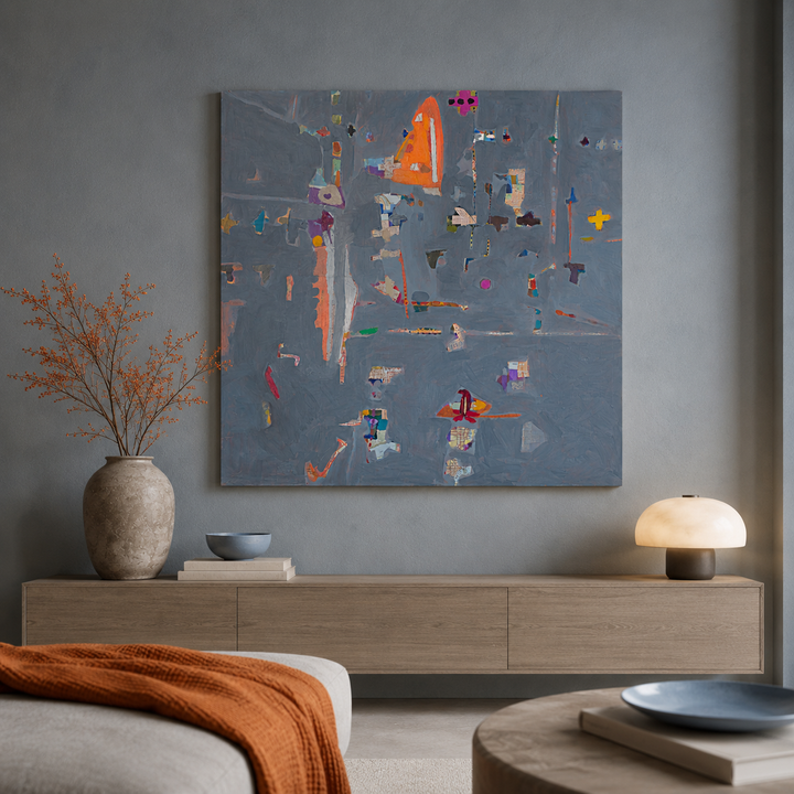 Hedendaags groot schilderij door Virginie Borsani / 120 x 120 x 5 cm