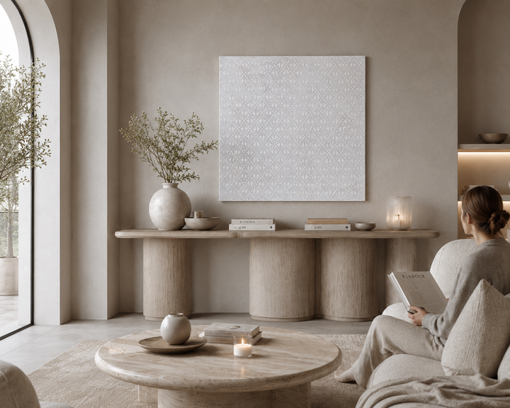 Large 3D painting in gray by Sabine Kleiren