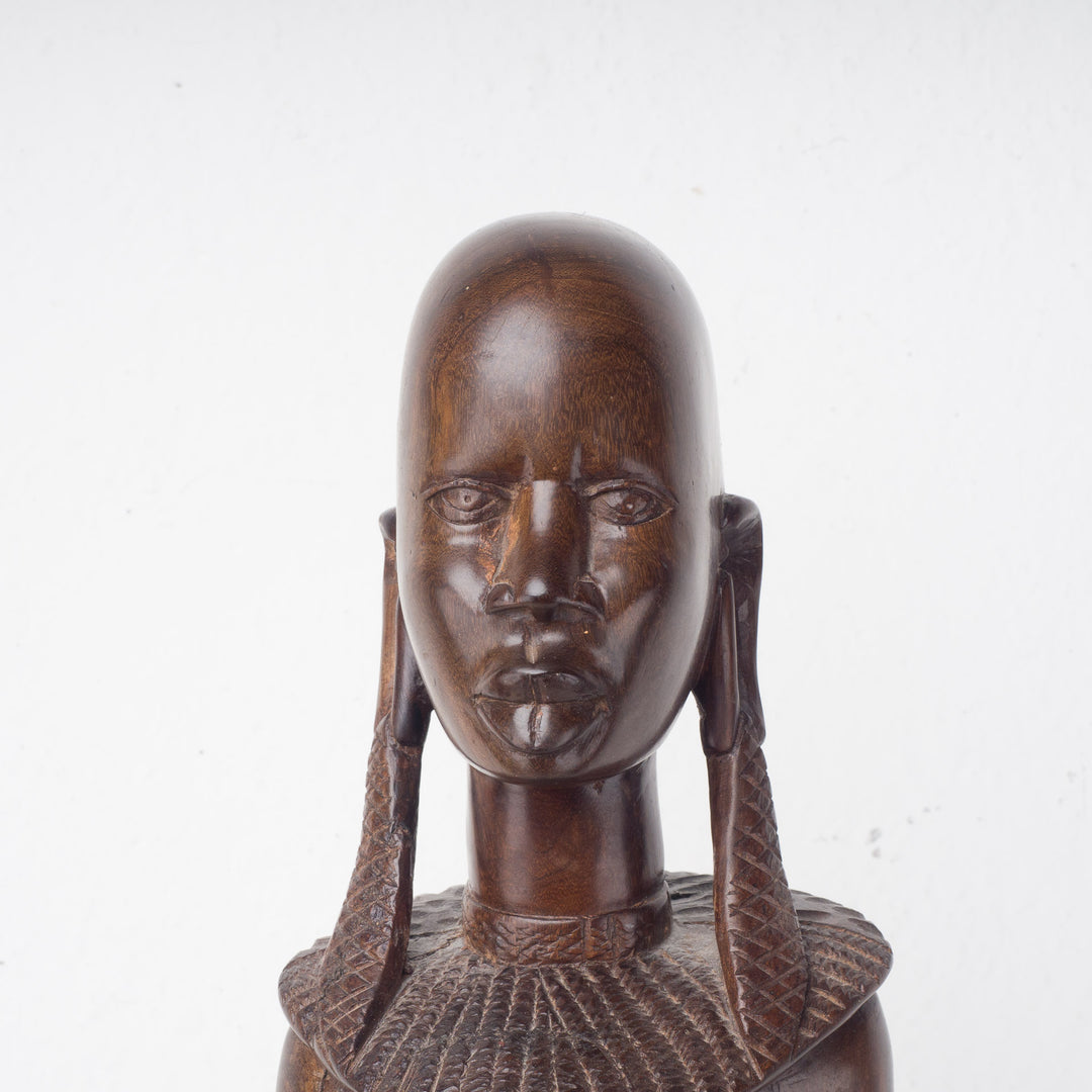 Large ebony statue of a Masai woman from Kenya