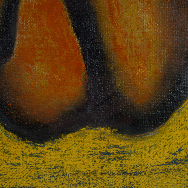 Modern abstract schilderij in oranje en geel door Van Moerbeke Inge – 1996