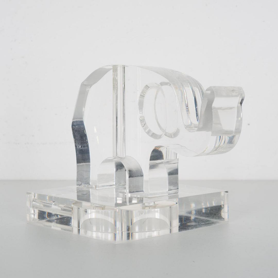 Hoekig beeldje van een olifant in plexi – kristallen uiterlijk / 15x11x12cm