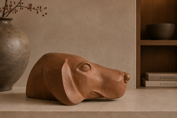 Hondenhoofd in terracotta / 40x24x20cm