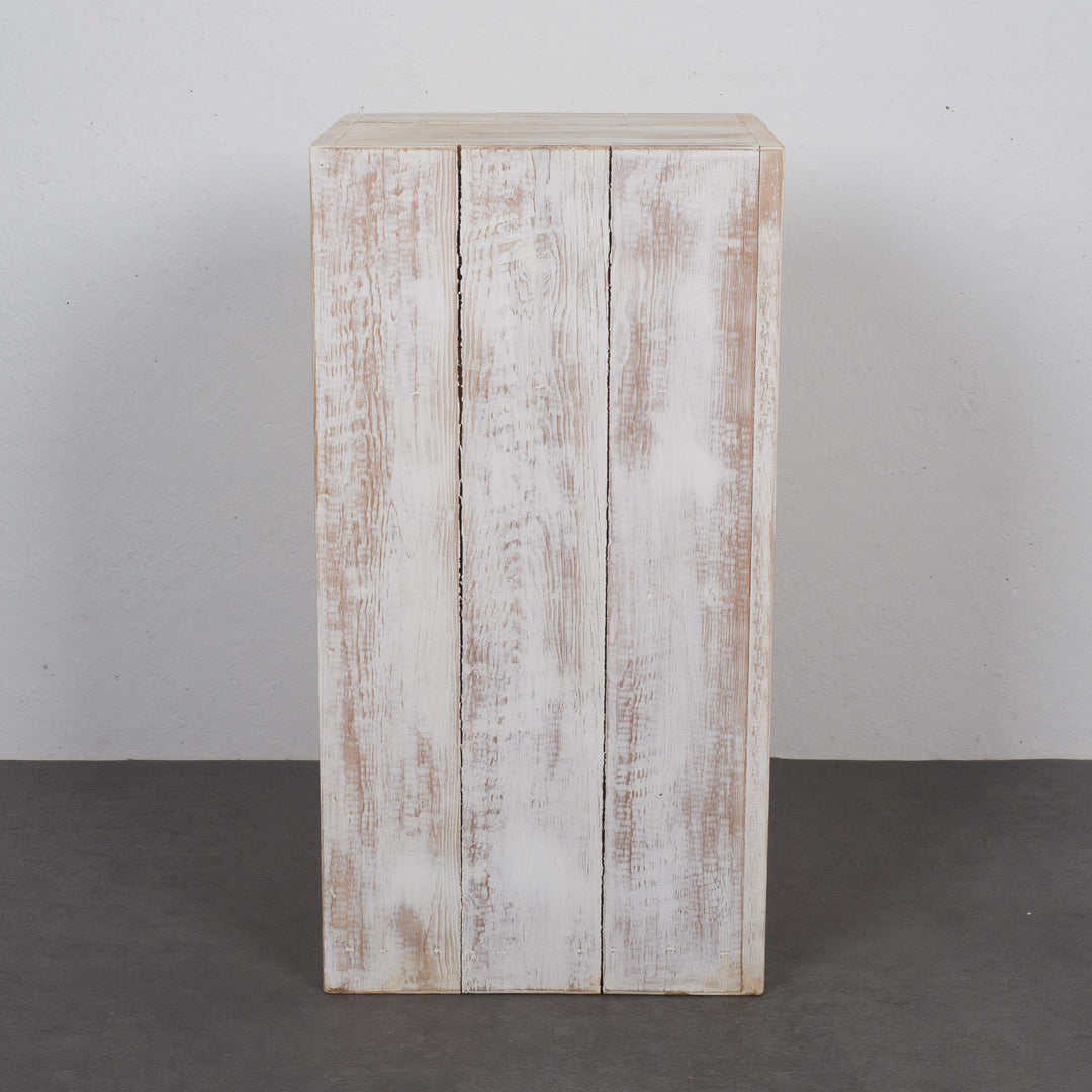 Whitewashed wooden base made of planks