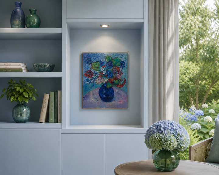 Bloemenschilderij 1959 – Gesigneerd E.E.R. – 40 x 50 x 2 cm