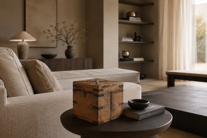 Koloniale kist in Shisham hout – massief & karaktervol – 19,5 x 20 x 20 cm