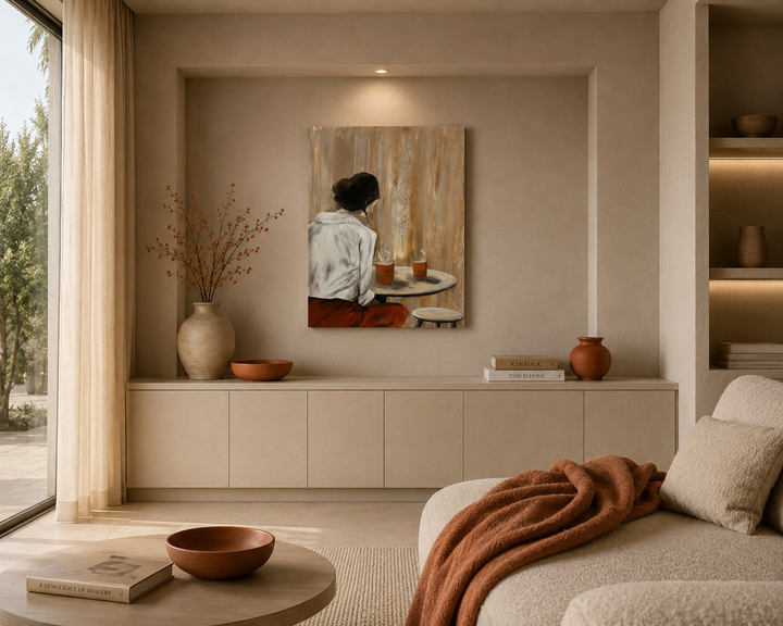 Schilderij "Stilte tussen twee momenten - La Résonance" – 80 x 60 x 4 cm