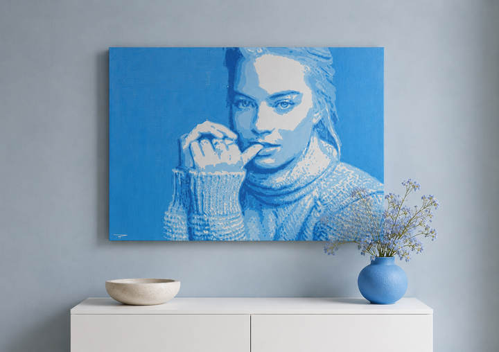 Mooi schilderij van de actrice Margot Robbie / 100 x 70,5 x 2 cm