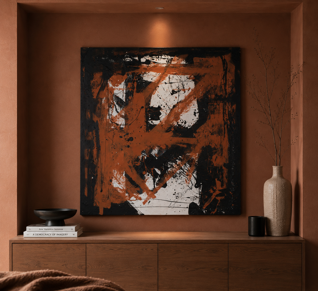 Groot Abstract Expressionistisch Schilderij op Paneel – 95 × 87 × 1,5 cm