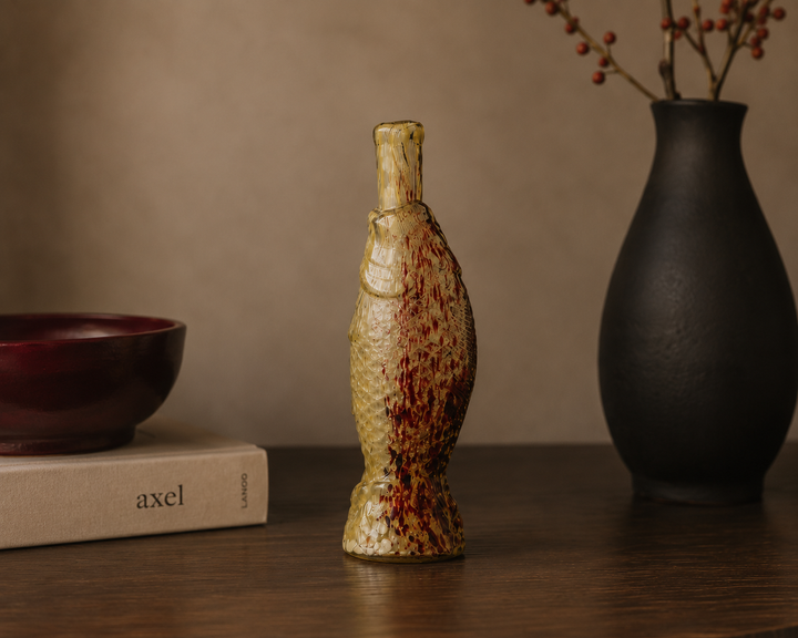 Mouth-blown bottle in the shape of a fish