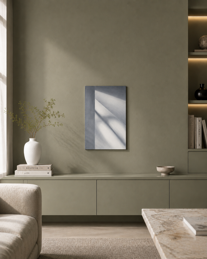 Architecturale stilte in balans – tijdloze rust voor een verfijnd interieur schilderij door Monique Coppieters / 50,5 x 70,5 cm