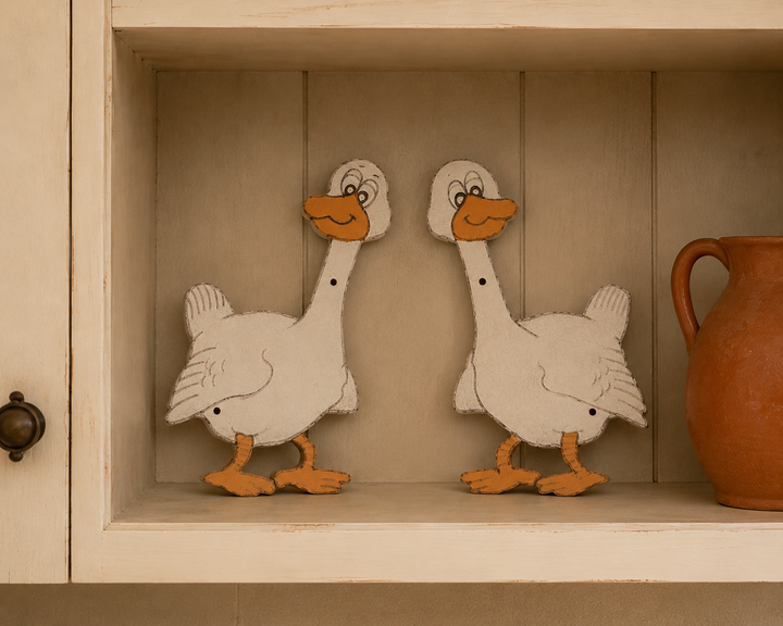 Set van 2 houten ganzen / 29 x 42,5 x 1,5 cm