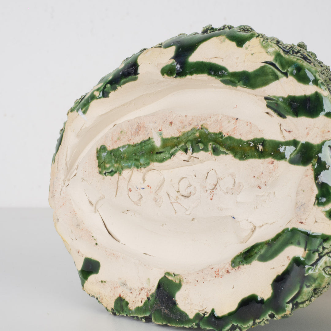 Keramische vaas in de vorm van een bloemkoolblad – gesigneerd – 14x11x18 cm