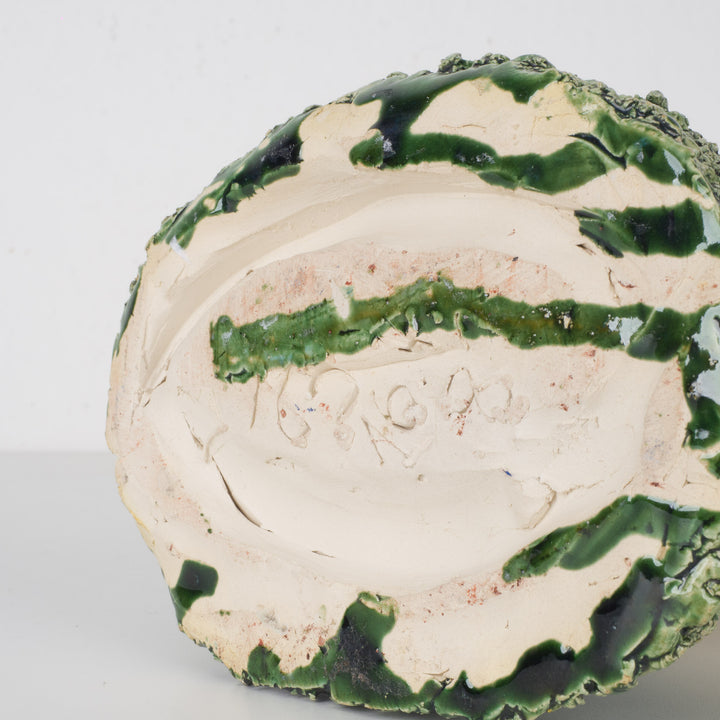 Keramische vaas in de vorm van een bloemkoolblad – gesigneerd – 14x11x18 cm