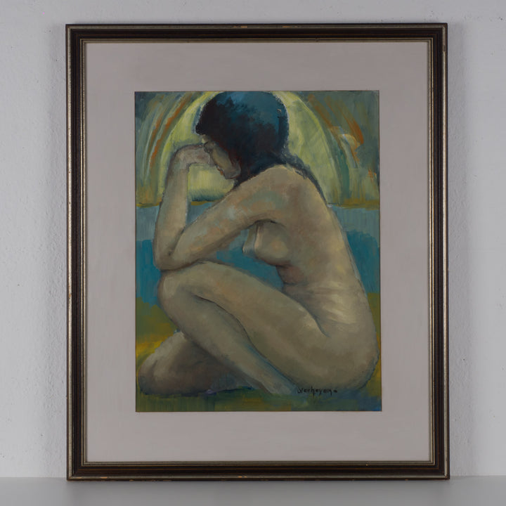 Gouache of a naked woman by Liesbet Verheyen