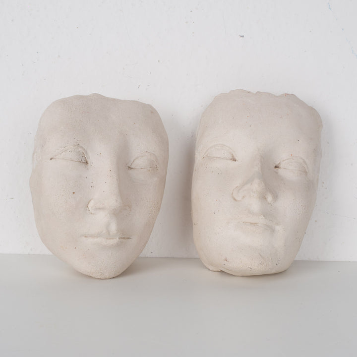 Serene Image – Face in White Clay by Artist Sue (15.5 x 12 x 8 cm)