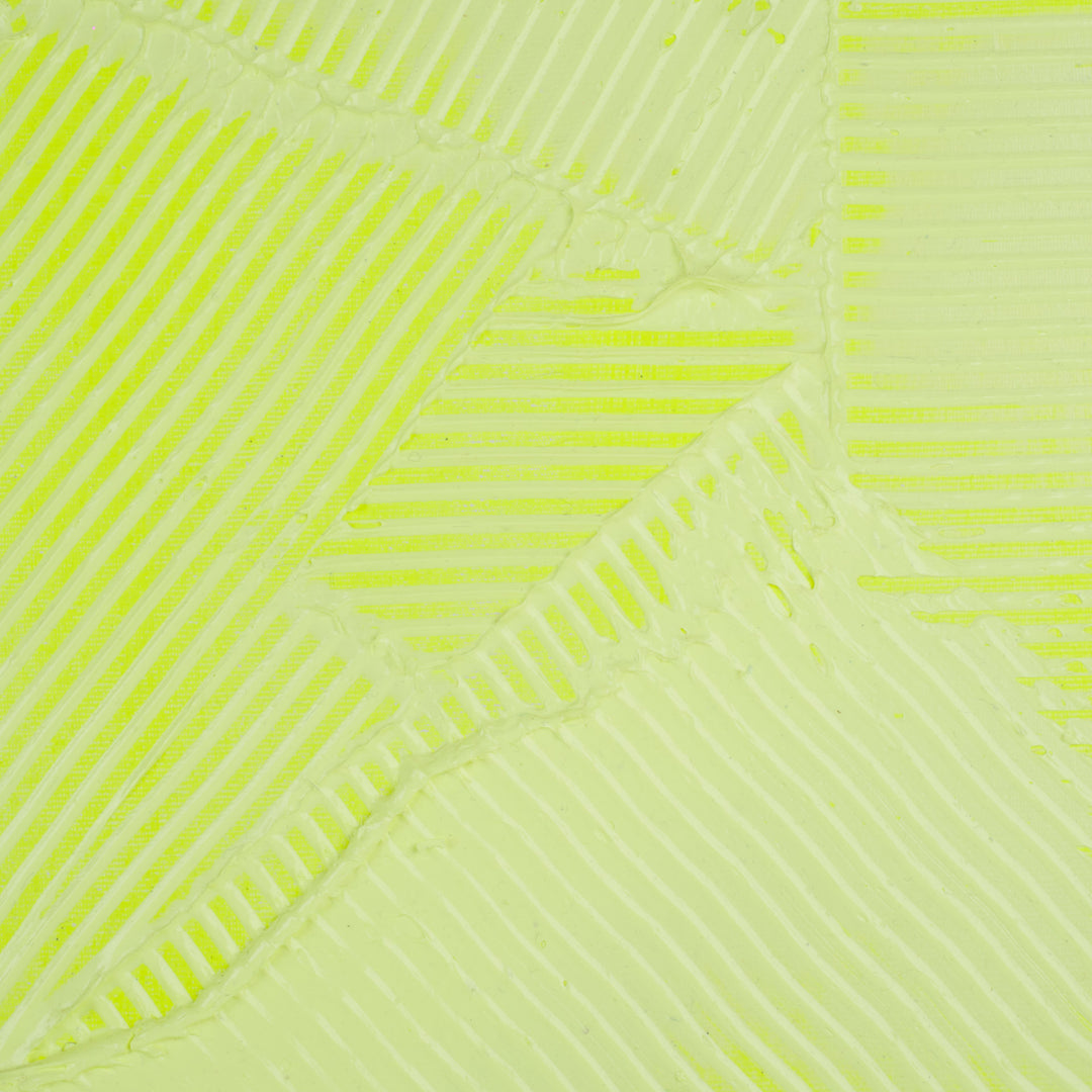 Fluorescerend Geel Reliëfschilderij van Sarah Schwazl (2008) – 80 × 81 cm