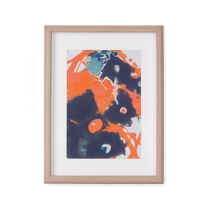 Gelaagde Compositie in Oranje & Indigo – Hilde Deceuninck (2016)