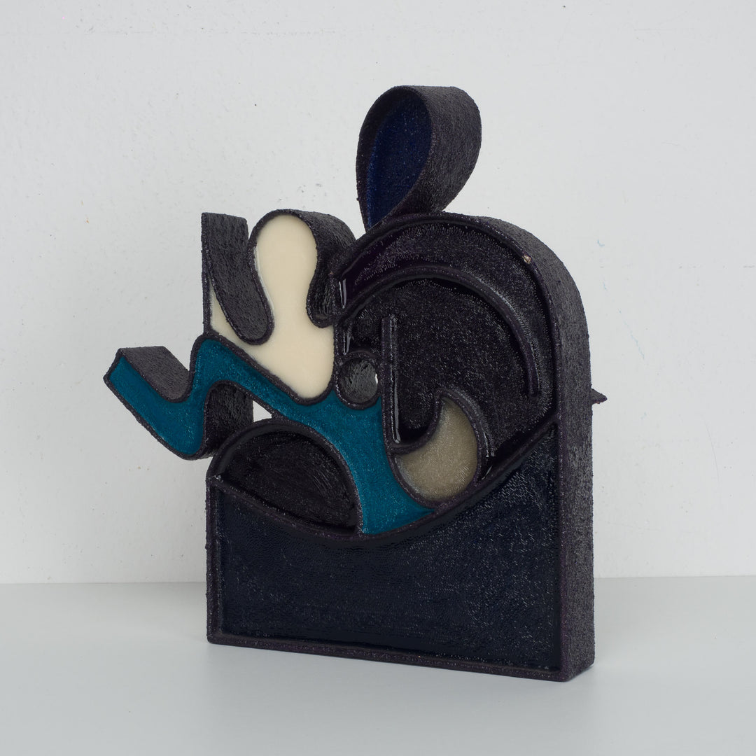 Abstract sculpture in resin and steel by Virginia Romana