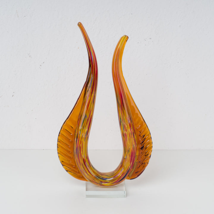 Modern orange art glass in wing shape