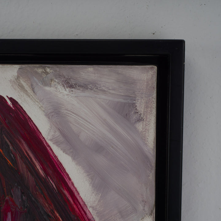 Abstract schilderij in bordeauxrood en roze