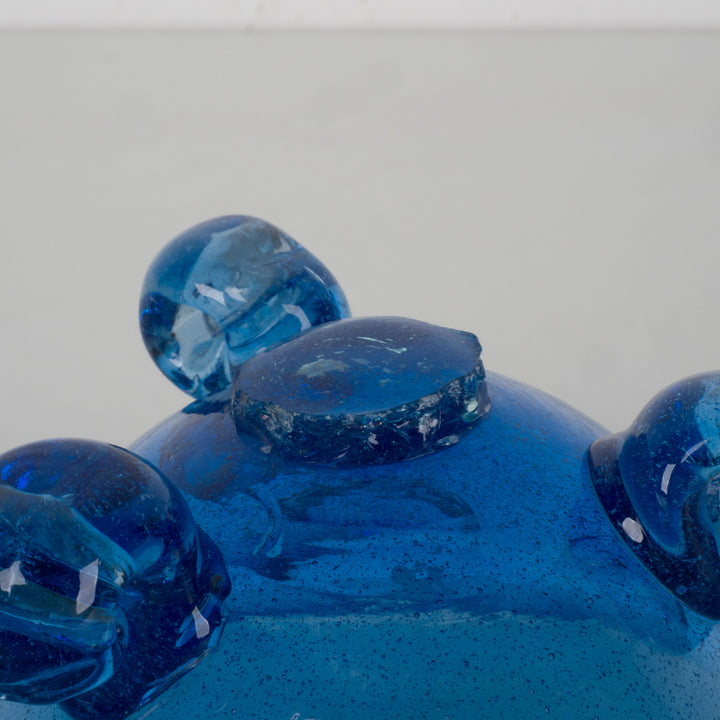 Mondgeblazen Ovalen Blauwe Schaal op 3 Voetjes – Elegante Glasblaaskunst